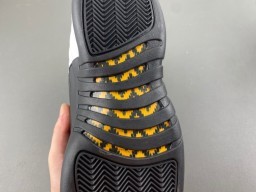 Air Jordan 12 White Black Gold Lace Lock Basketball Shoes 9