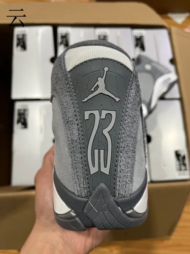 Air Jordan 14 ধূসর সোয়েড হাই-টপ বাস্কেটবল জুতো 4