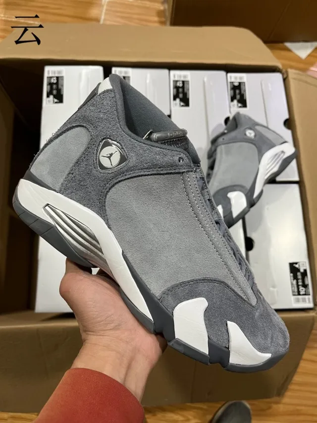 Air Jordan 14 ধূসর সোয়েড হাই-টপ বাস্কেটবল জুতো 6