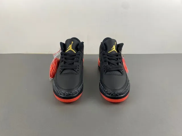 Zapatillas de baloncesto Air Jordan 3 con degradado negro y naranja 11