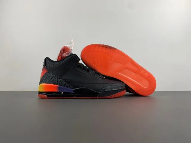 Zapatillas de baloncesto Air Jordan 3 con degradado negro y naranja 12