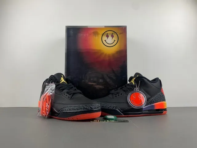 Zapatillas de baloncesto Air Jordan 3 con degradado negro y naranja 13