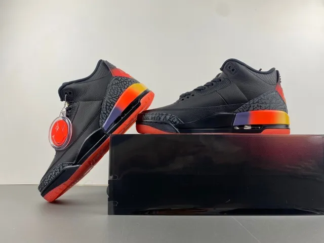 Zapatillas de baloncesto Air Jordan 3 con degradado negro y naranja 14