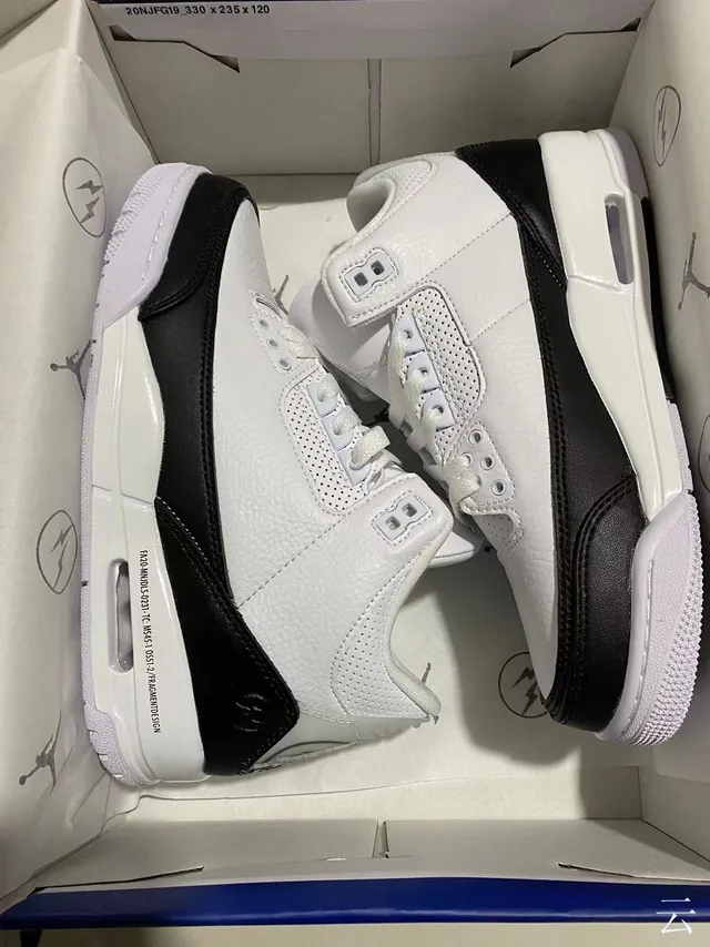 Air Jordan 3 Fragment Design tênis de basquete branco e preto 8