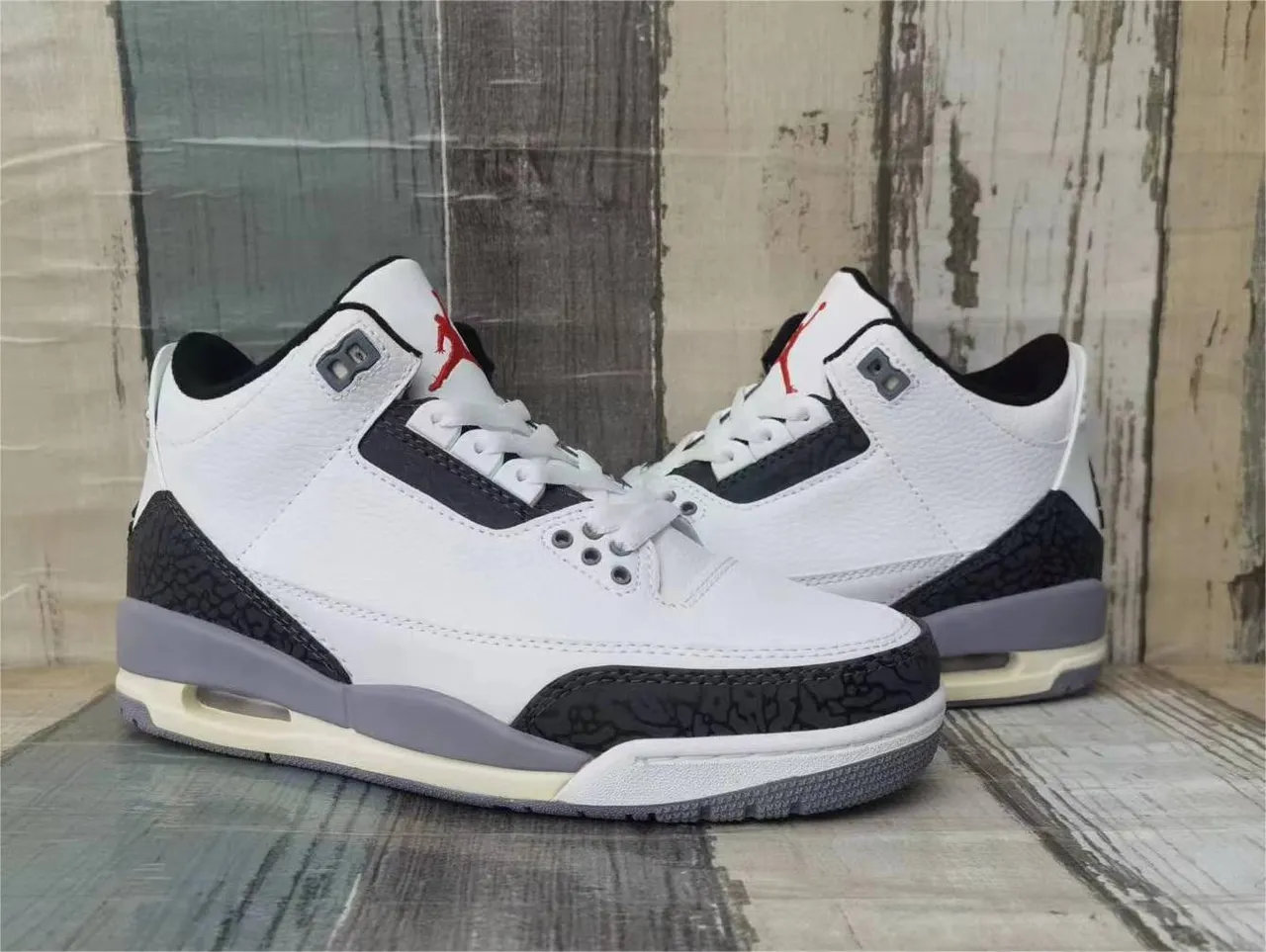 Air Jordan 3 सफेद काला सीमेंट लाल बास्केटबॉल जूते 3