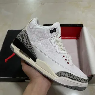 Tênis Air Jordan 3 White Cement com Estampa de Elefante