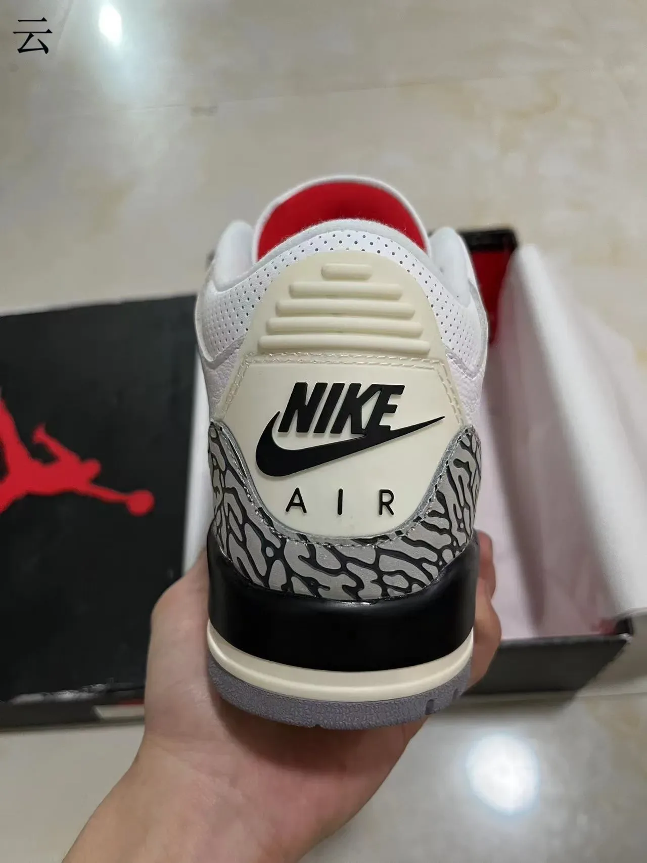 Air Jordan 3 أبيض سمنت طباعة الفيل حذاء كرة السلة 6