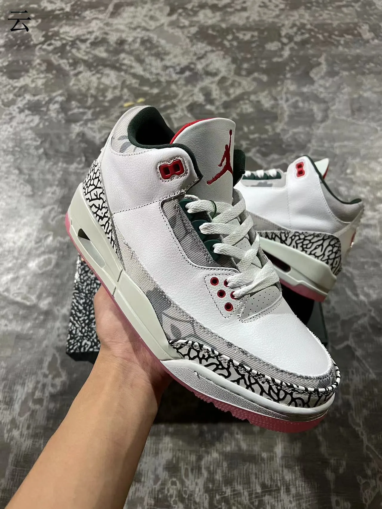 Air Jordan 3 White Elephant Print Pink Sole Basketball Shoes 3