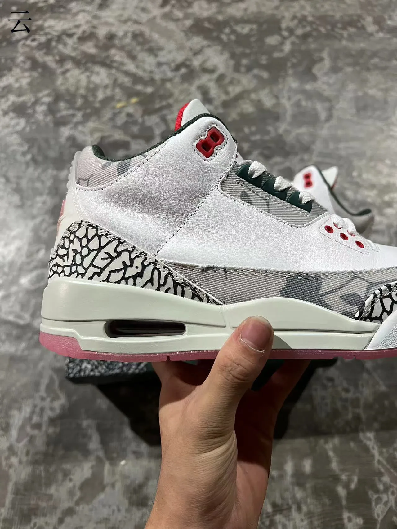 Air Jordan 3 White Elephant Print Pink Sole Basketball Shoes 8