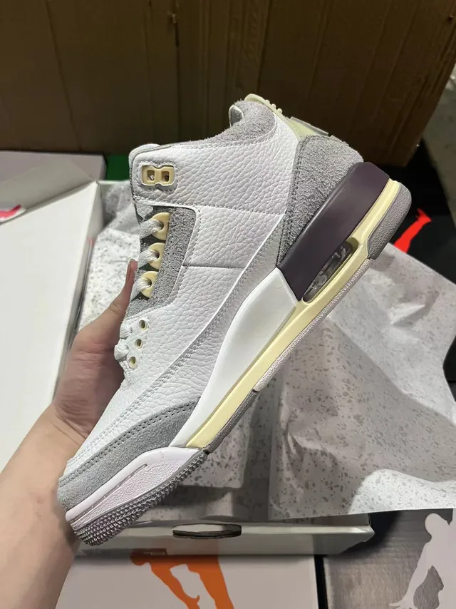 Air Jordan 3 Branco Cinza Creme Tênis de Basquete 3