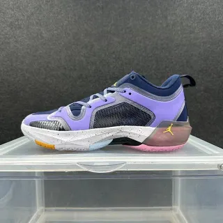 Zapatillas de baloncesto de caña alta Air Jordan 37 en morado y azul marino con parte superior de malla tipo jaula