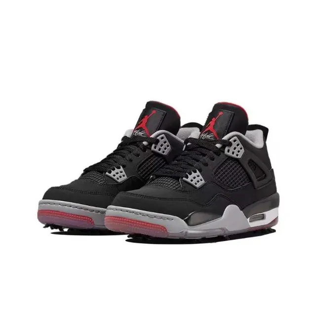 Air Jordan 4 Noir Gris Rouge Chaussures de Basketball 5