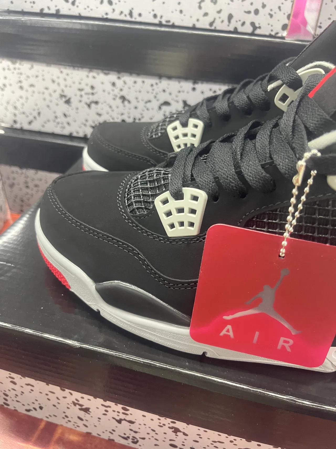 Air Jordan 4 काले लाल सफेद बास्केटबॉल जूते 2