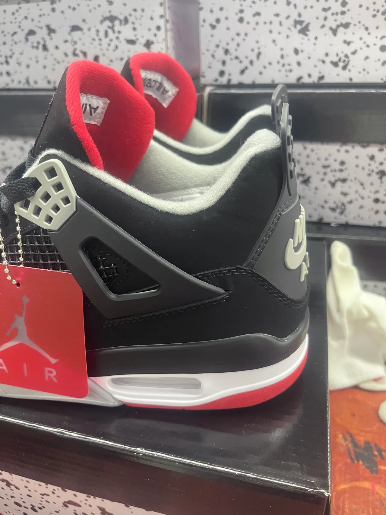 Air Jordan 4 काले लाल सफेद बास्केटबॉल जूते 5