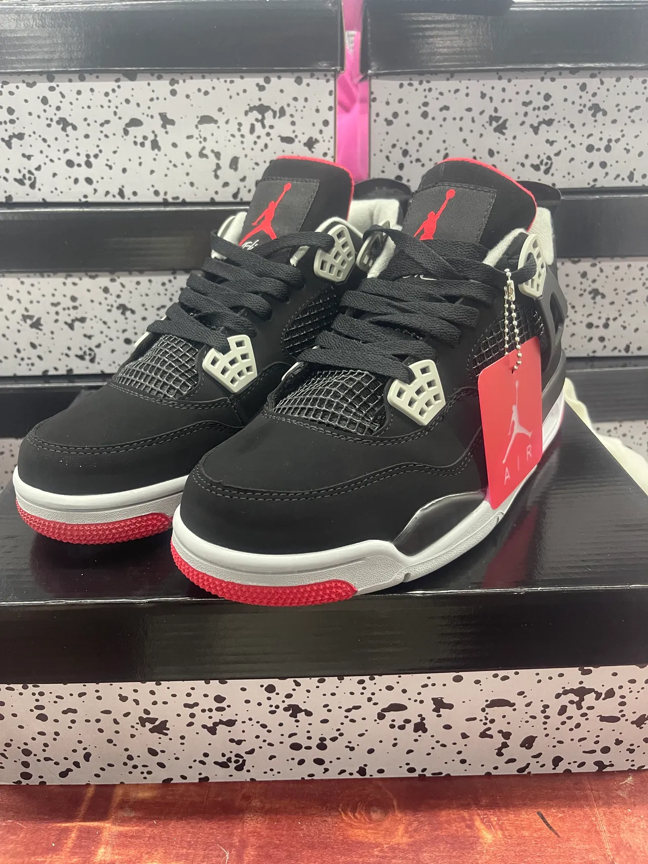 Air Jordan 4 काले लाल सफेद बास्केटबॉल जूते 6
