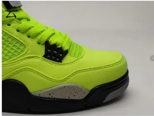 Zapatillas de baloncesto de caña alta Air Jordan 4 amarillo neón 2