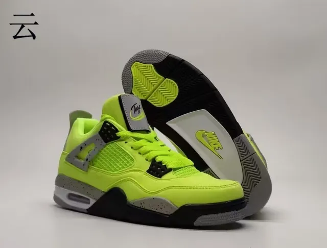 Zapatillas de baloncesto de caña alta Air Jordan 4 amarillo neón 4