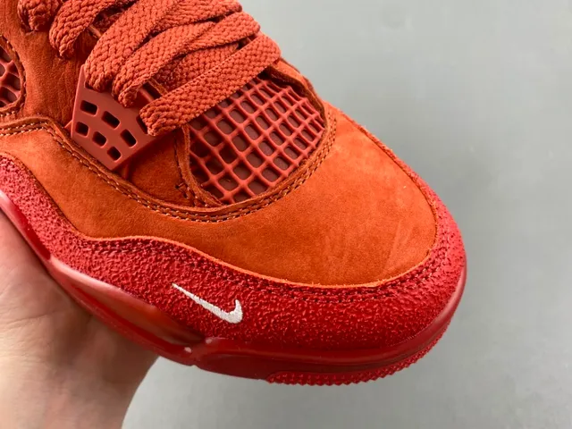 Tênis de basquete de cano alto Air Jordan 4 em camurça vermelha 2