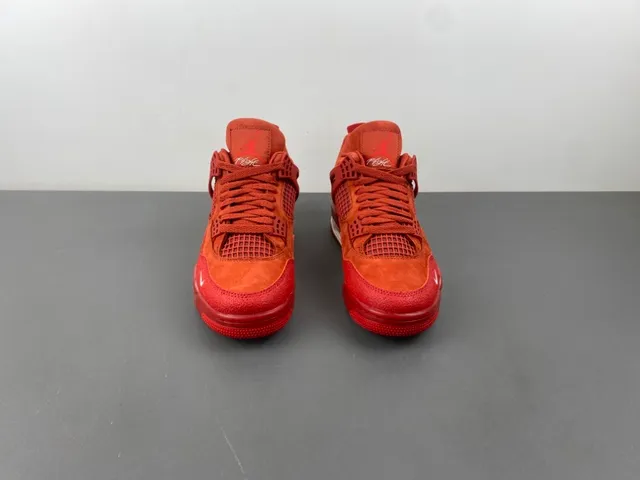 Tênis de basquete de cano alto Air Jordan 4 em camurça vermelha 11