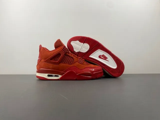 Tênis de basquete de cano alto Air Jordan 4 em camurça vermelha 12
