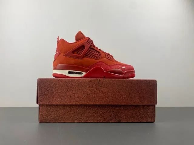 Tênis de basquete de cano alto Air Jordan 4 em camurça vermelha 15