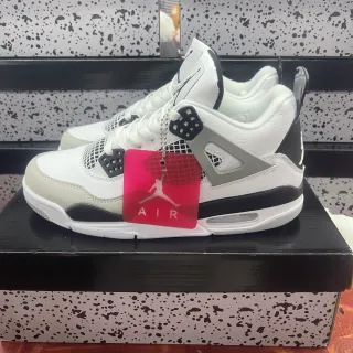 Air Jordan 4 Tênis de basquete branco preto cinza