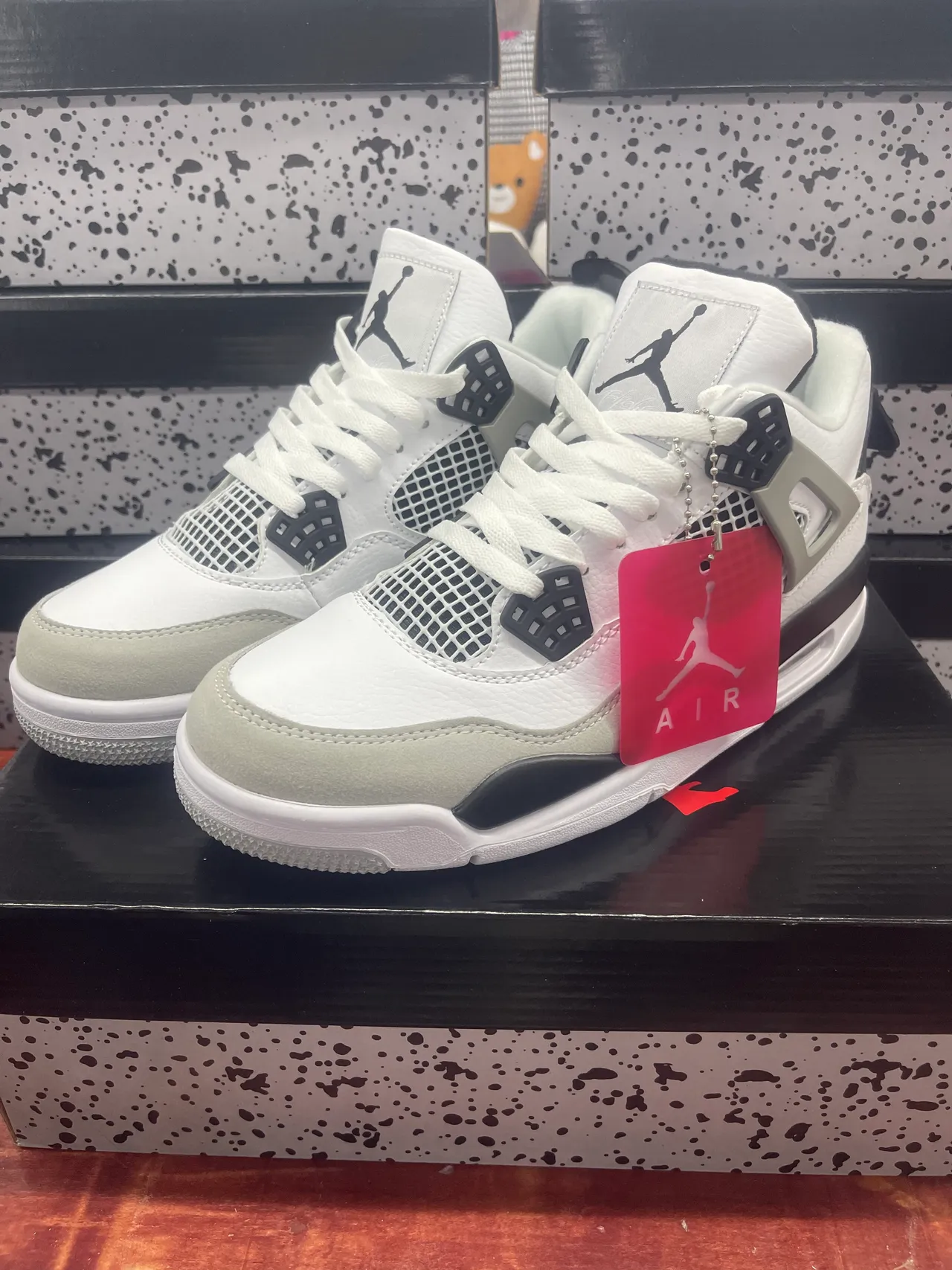 Air Jordan 4 সাদা কালো ধূসর বাস্কেটবল জুতো 2