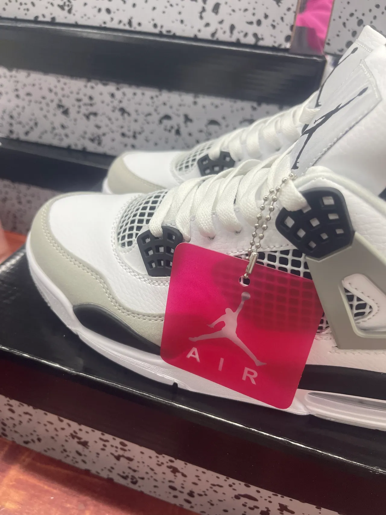 Air Jordan 4 সাদা কালো ধূসর বাস্কেটবল জুতো 3