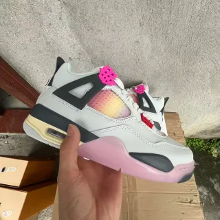 Air Jordan 4 tênis de basquete branco preto rosa com malha degradê