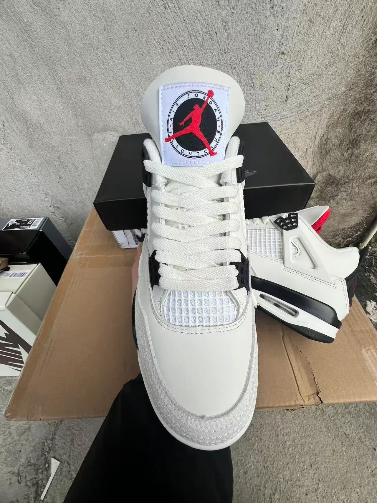 Air Jordan 4 White Black Red Basketball Shoes 3