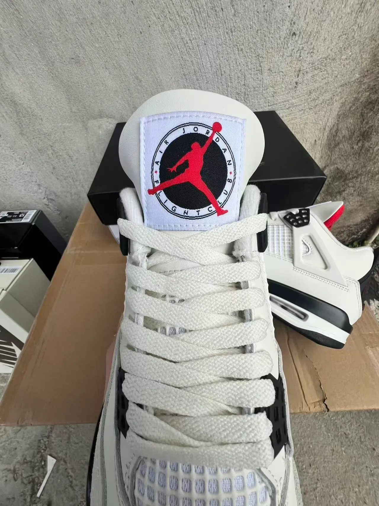 Air Jordan 4 White Black Red Basketball Shoes 4