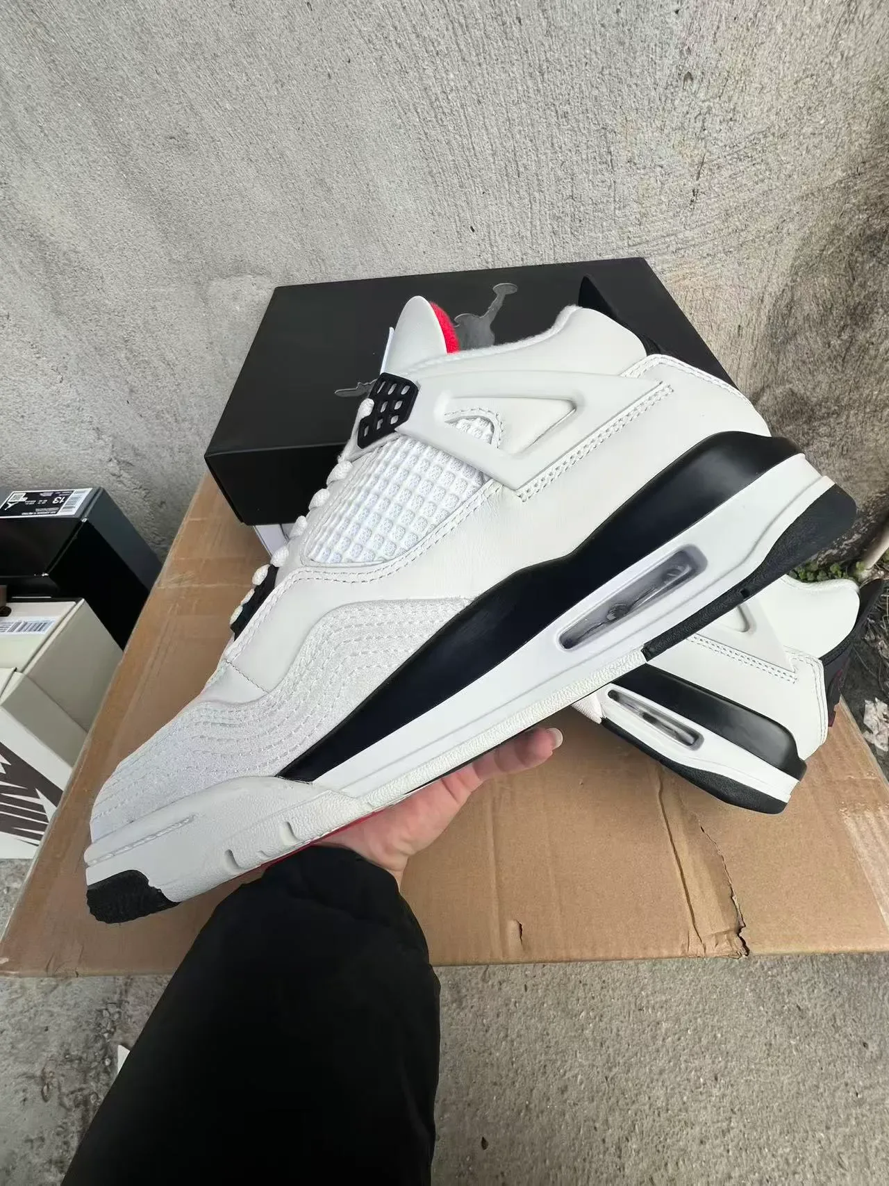 Air Jordan 4 White Black Red Basketball Shoes 5