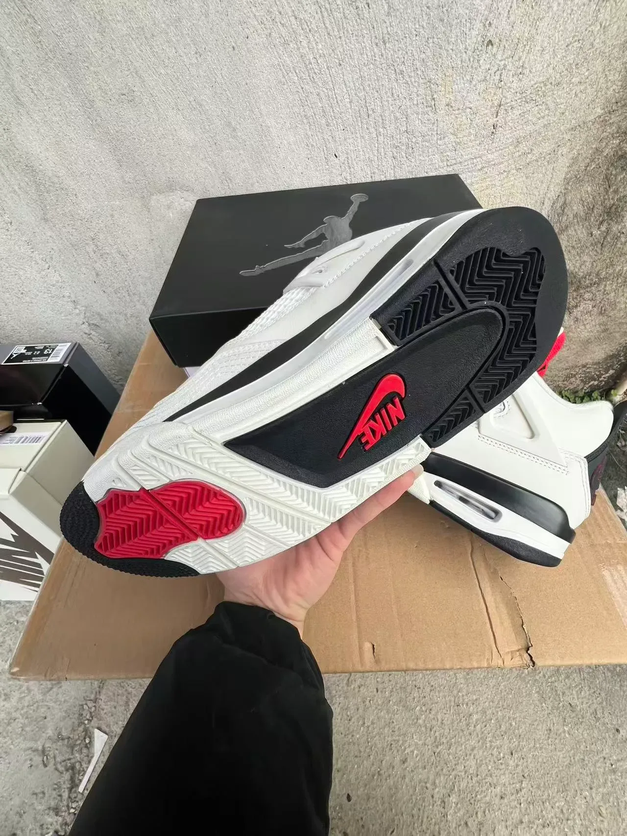 Air Jordan 4 White Black Red Basketball Shoes 6