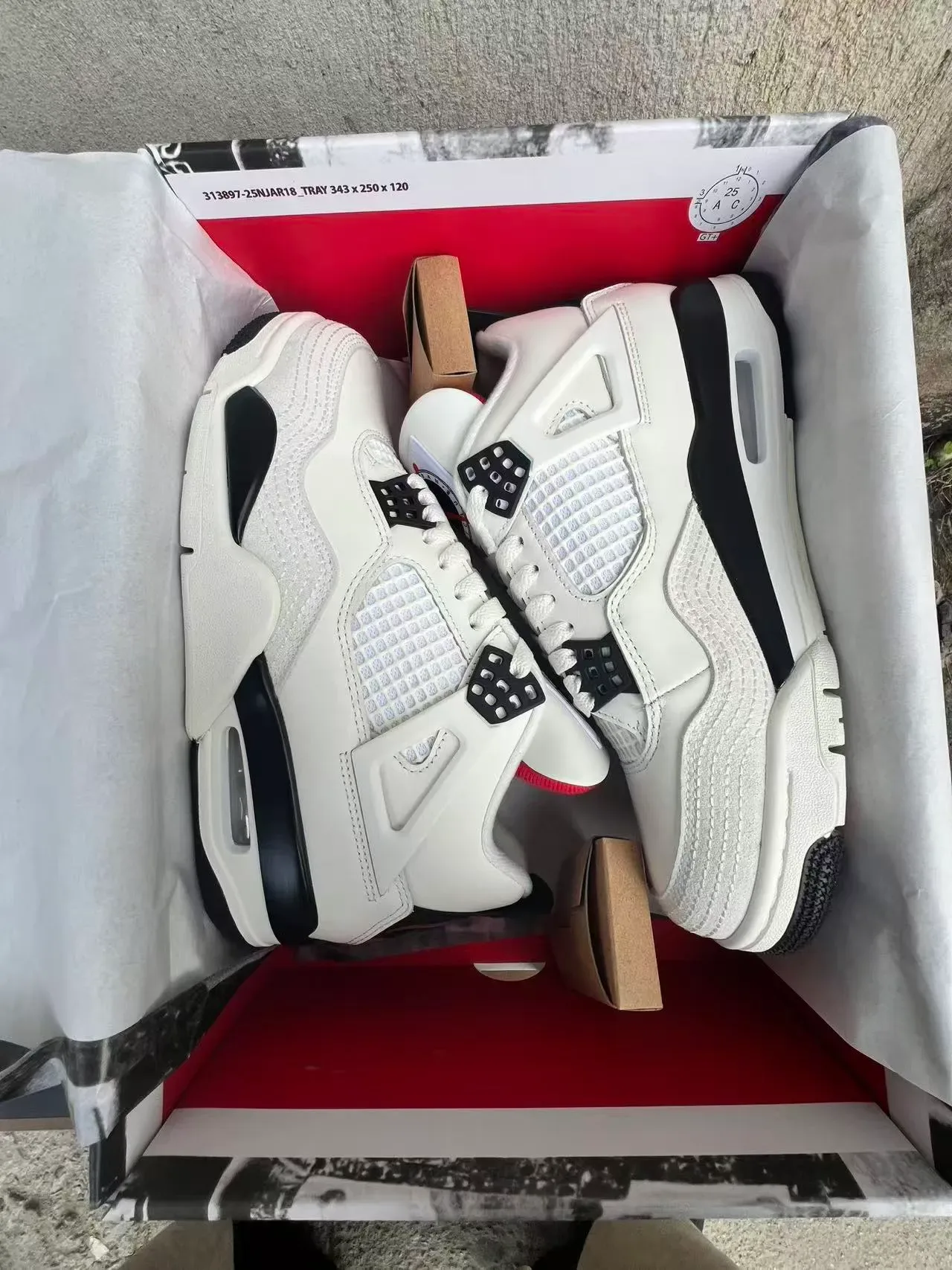 Air Jordan 4 White Black Red Basketball Shoes 9