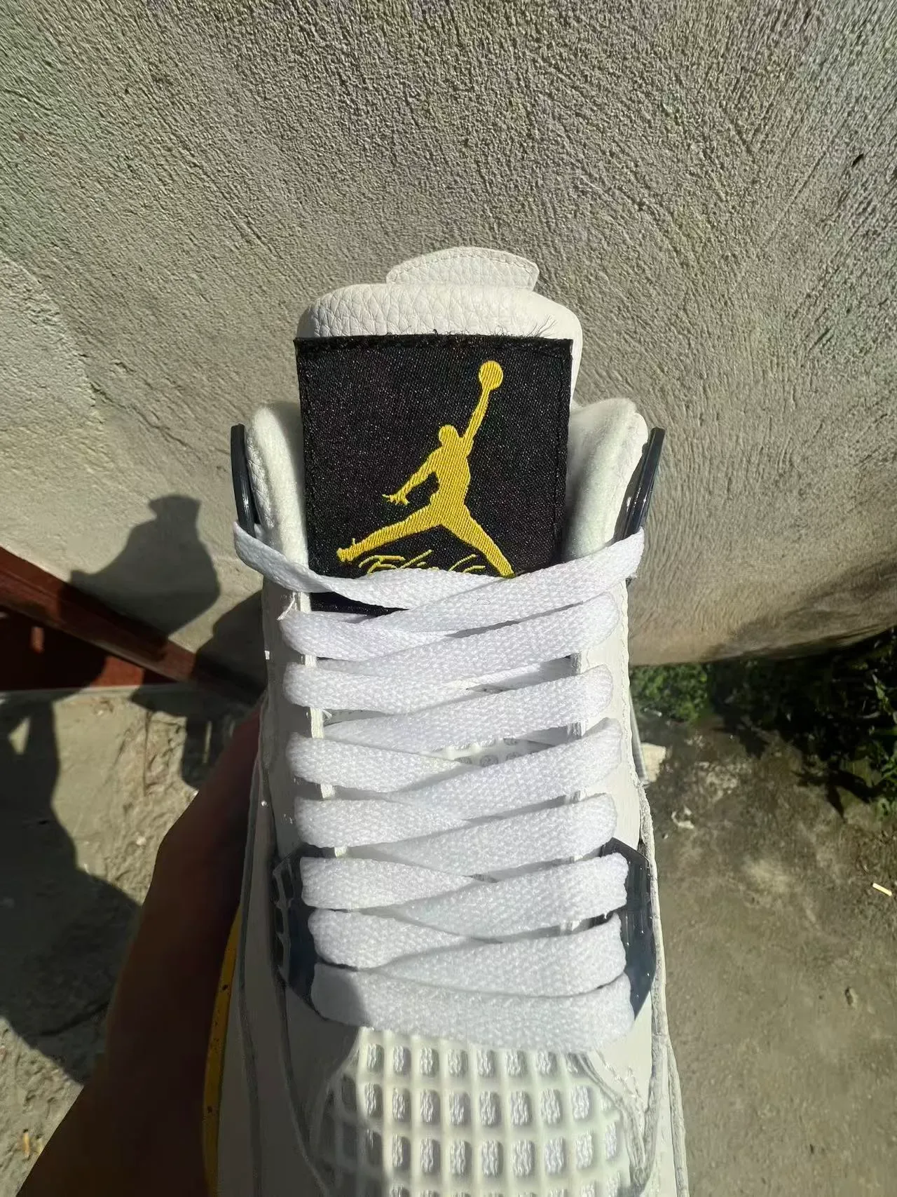 Air Jordan 4 White Black Yellow Speckle Basketball Shoes 4