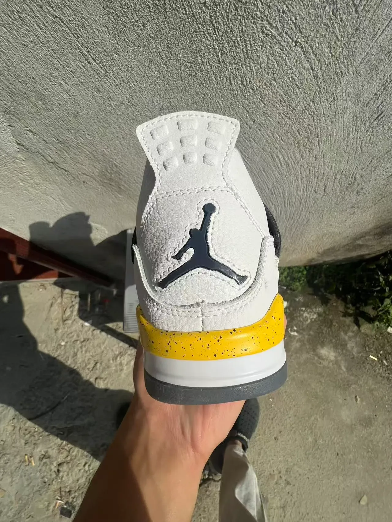 Air Jordan 4 White Black Yellow Speckle Basketball Shoes 8