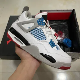 Zapatillas de baloncesto Air Jordan 4 blanco azul rojo