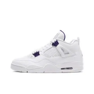 Tênis de basquete Air Jordan 4 branco e roxo