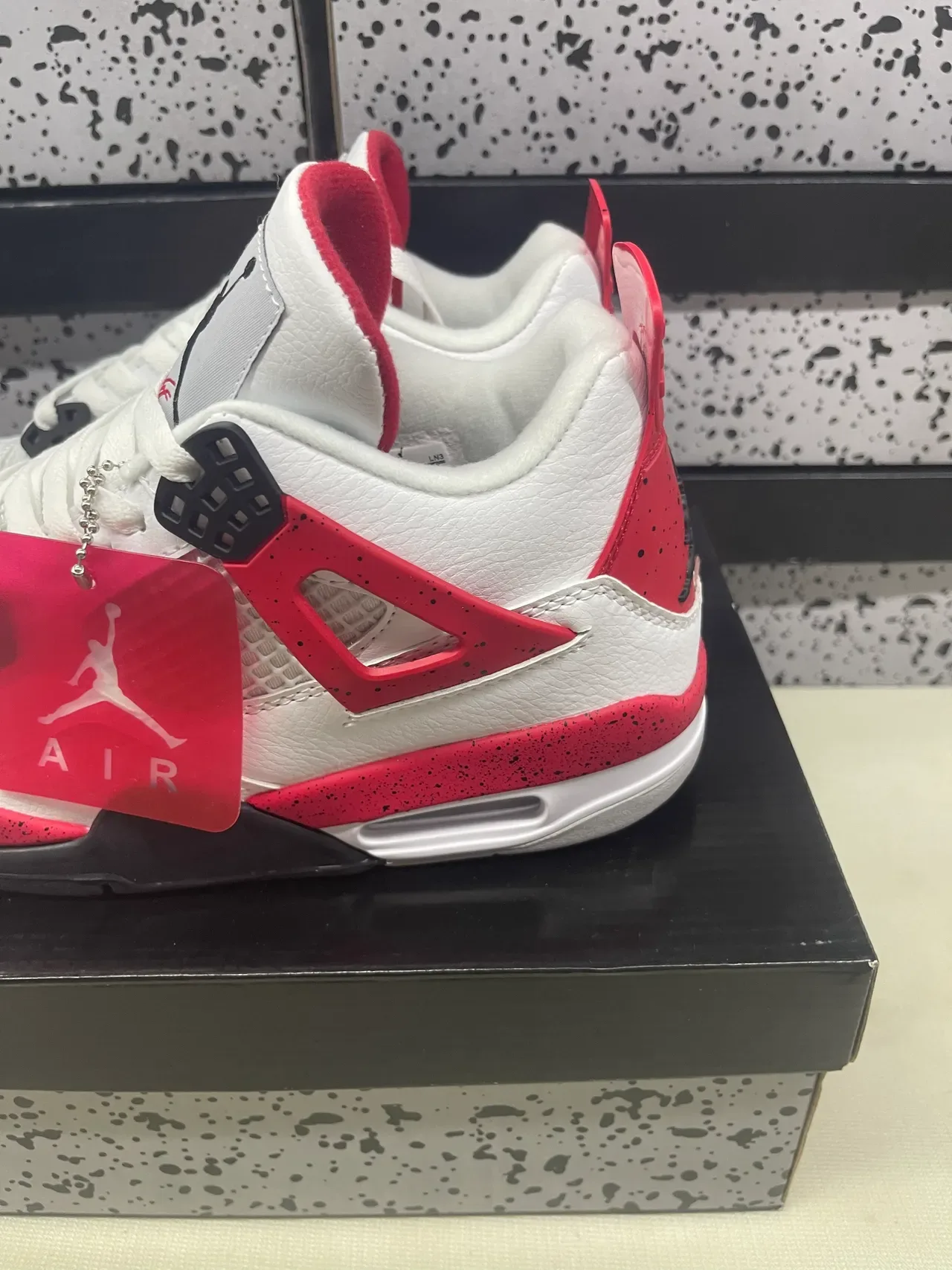 Air Jordan 4 Tênis de Basquete Branco Vermelho Preto 4
