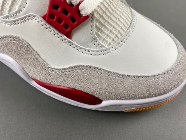 Tênis de basquete Air Jordan 4 branco vermelho goma 2
