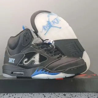 Tênis de basquete Air Jordan 5 preto e azul NY