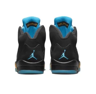 Air Jordan 5 Preto Azul Claro Prateado Dourado Tênis de Basquete 4