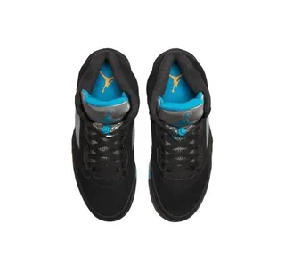 Air Jordan 5 Preto Azul Claro Prateado Dourado Tênis de Basquete 5