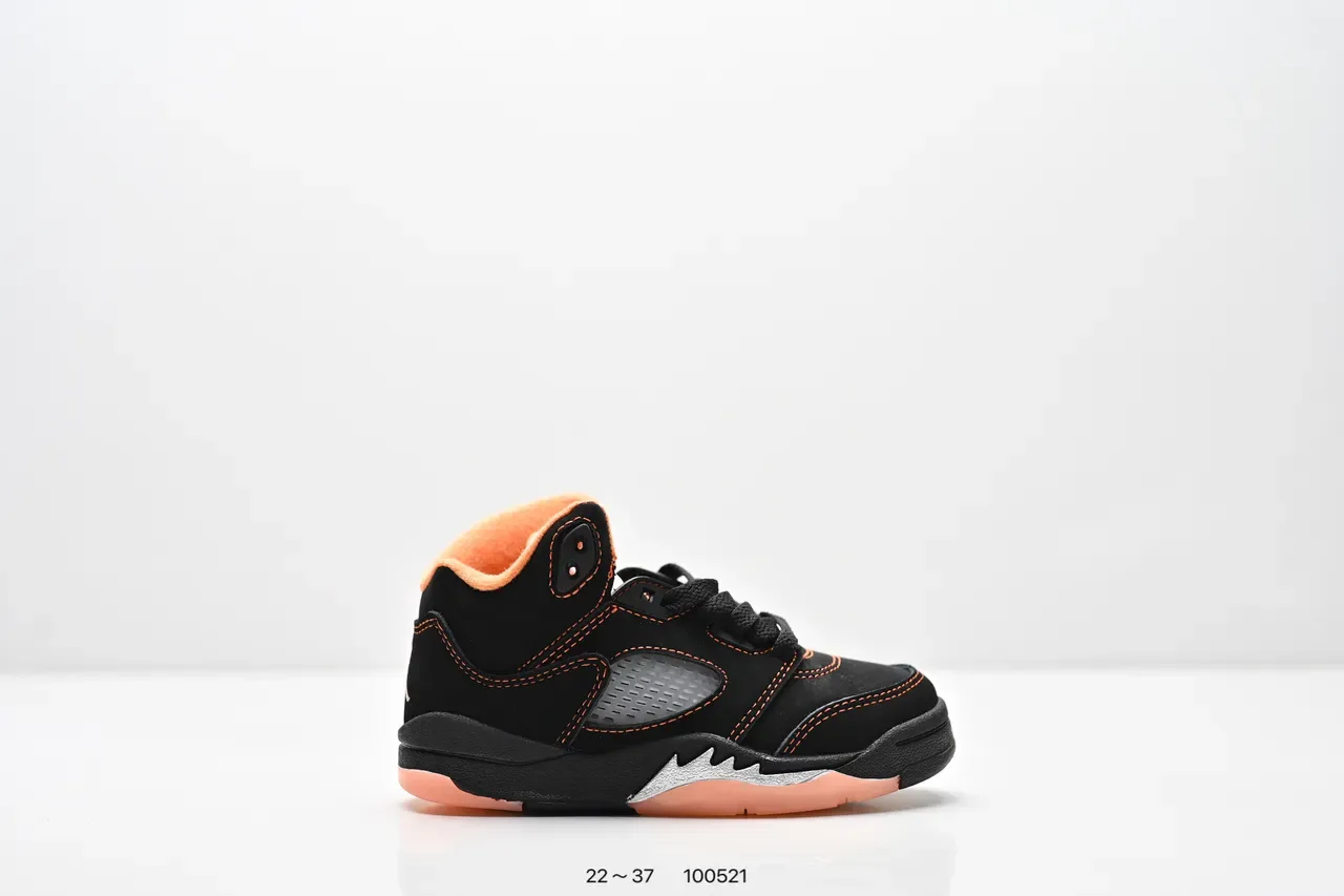 Air Jordan 5 Black Red '75' Kids Basketball Shoes 2