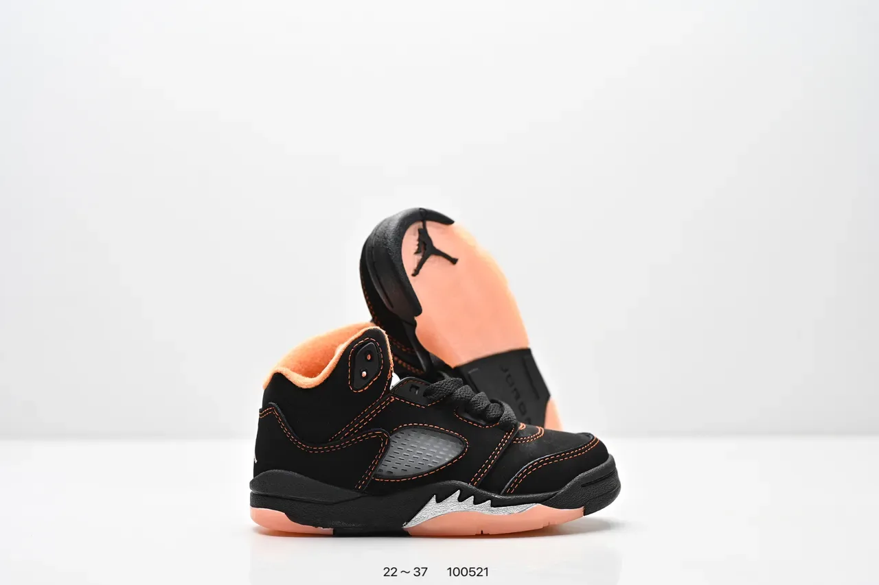 Air Jordan 5 Black Red '75' Kids Basketball Shoes 9