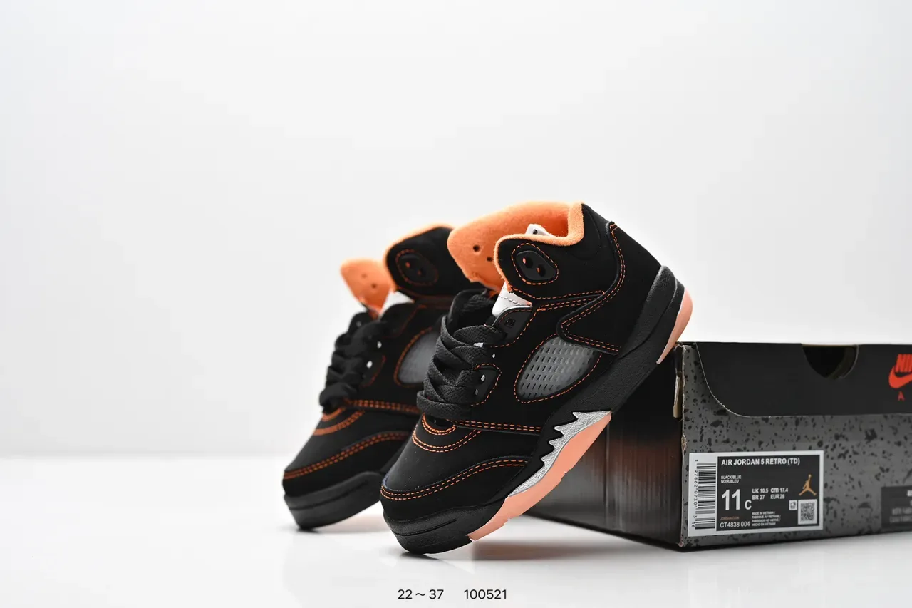 Air Jordan 5 Black Red '75' Kids Basketball Shoes 15