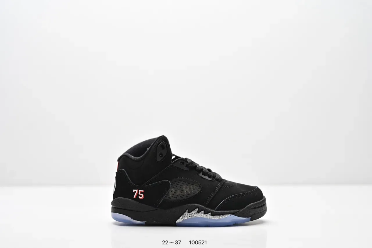 Air Jordan 5 Black Red '75' Kids Basketball Shoes 16