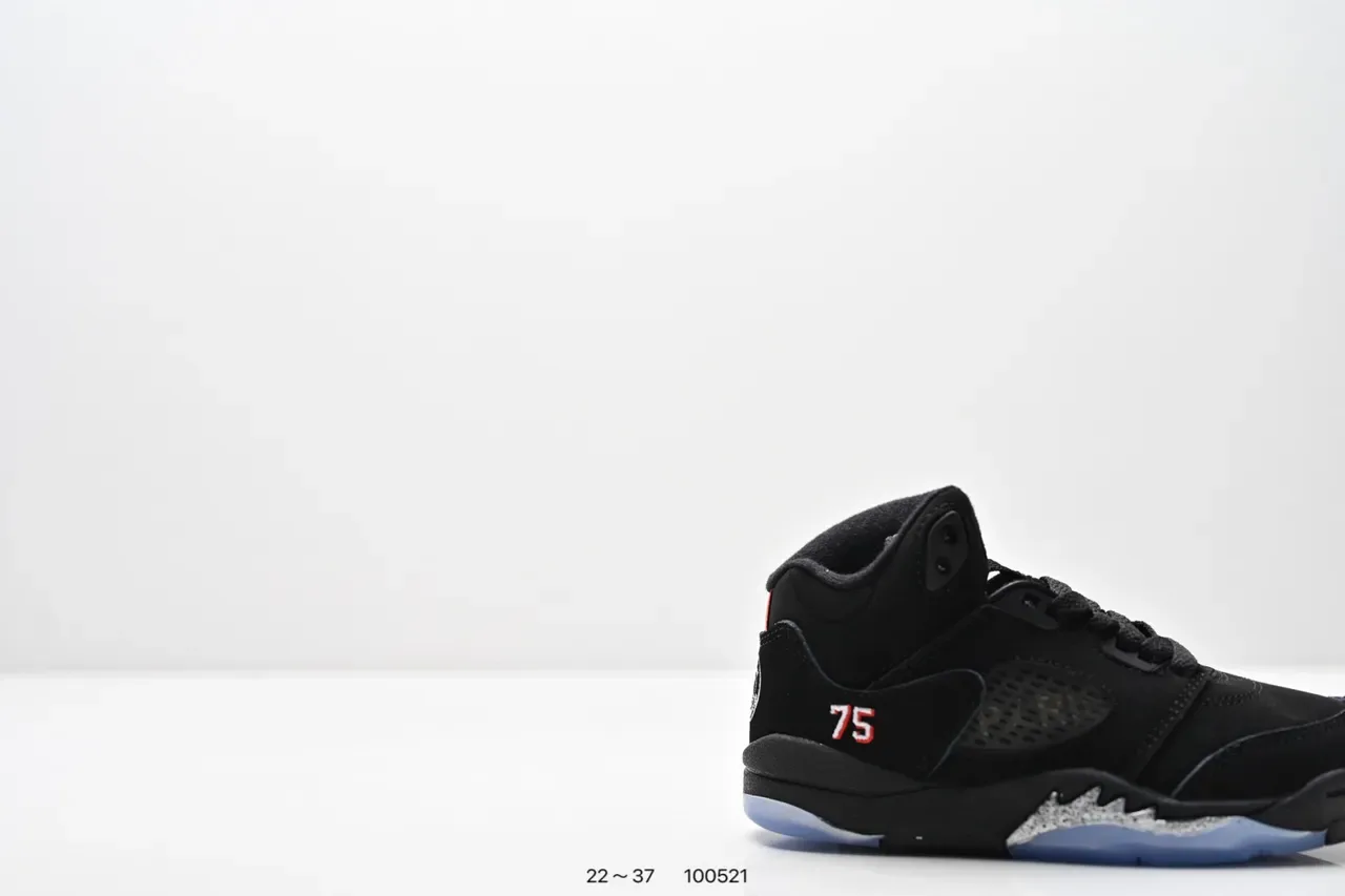 Air Jordan 5 Black Red '75' Kids Basketball Shoes 17
