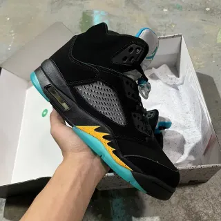 Tênis de basquete Air Jordan 5 preto amarelo turquesa