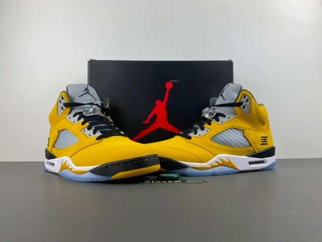 Air Jordan 5 Amarillo Negro Blanco Zapatillas de Baloncesto 14